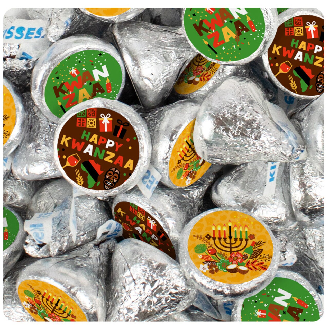 85 Pcs Kwanzaa Candy Chocolate Hershey's Kisses Bulk (13.6oz) Happy Kwanzaa